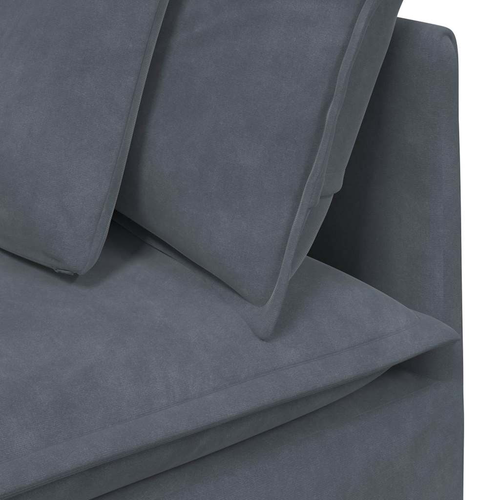 vidaXL Modulares Sofa mit Kissen Samt Dunkelgrau