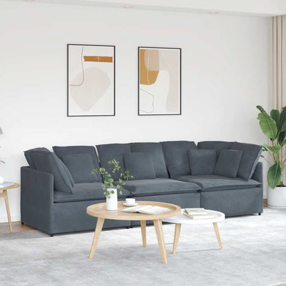 vidaXL Modulares Sofa mit Kissen Samt Dunkelgrau