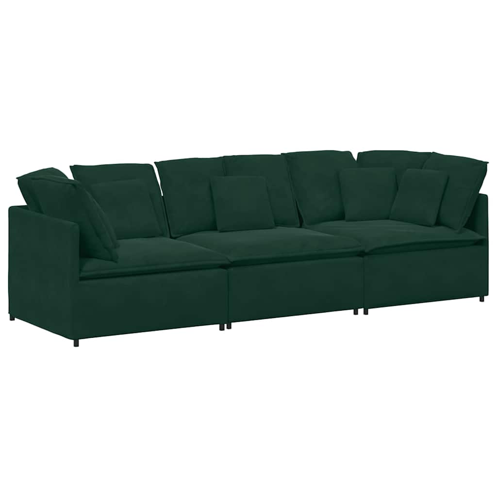 vidaXL Canapé modulaire avec coussins Velours Vert foncé