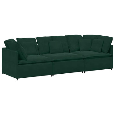 vidaXL Canapé modulaire avec coussins Velours Vert foncé