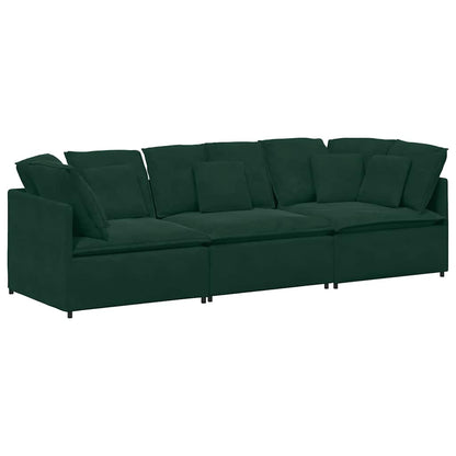 vidaXL Canapé modulaire avec coussins Velours Vert foncé