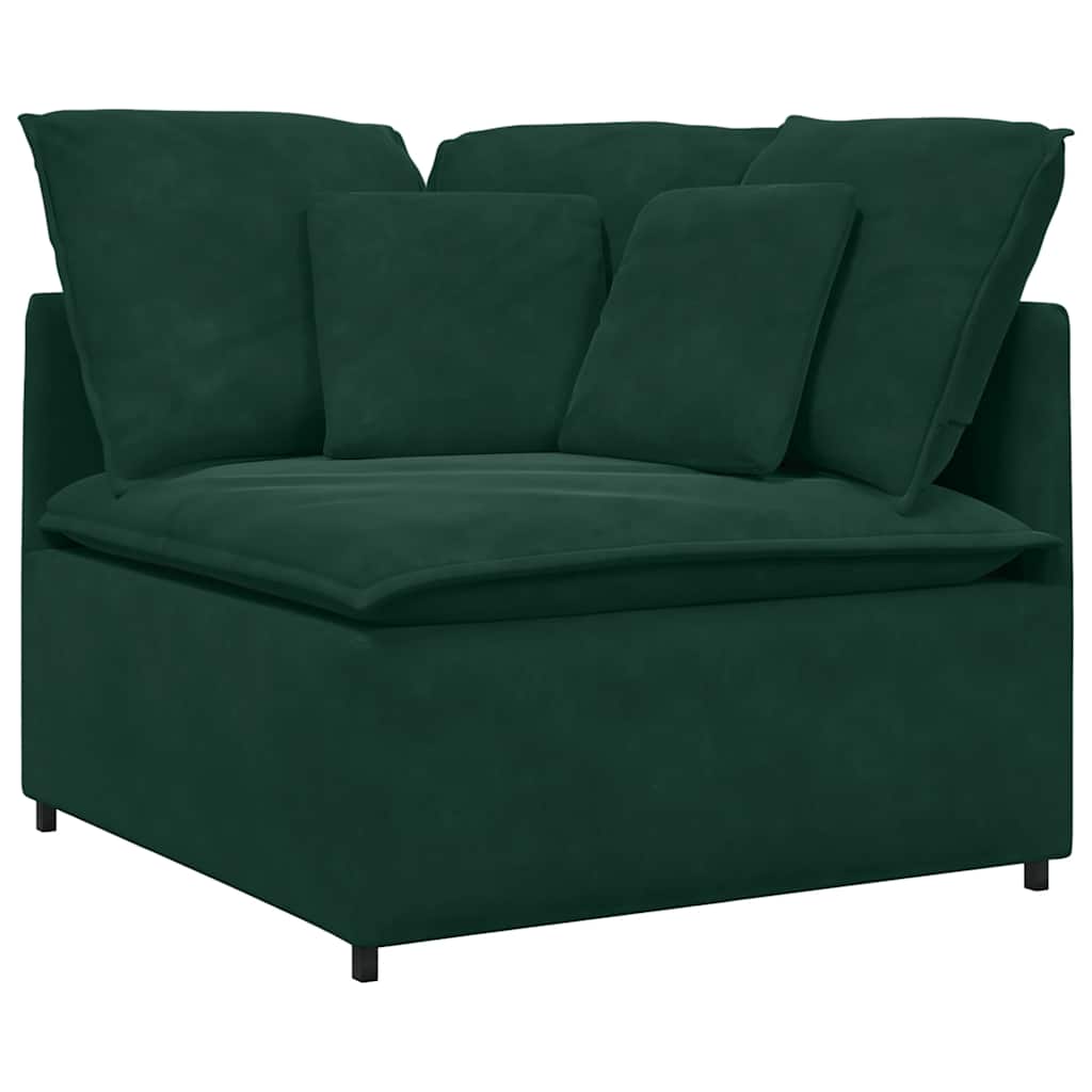 vidaXL Canapé modulaire avec coussins Velours Vert foncé