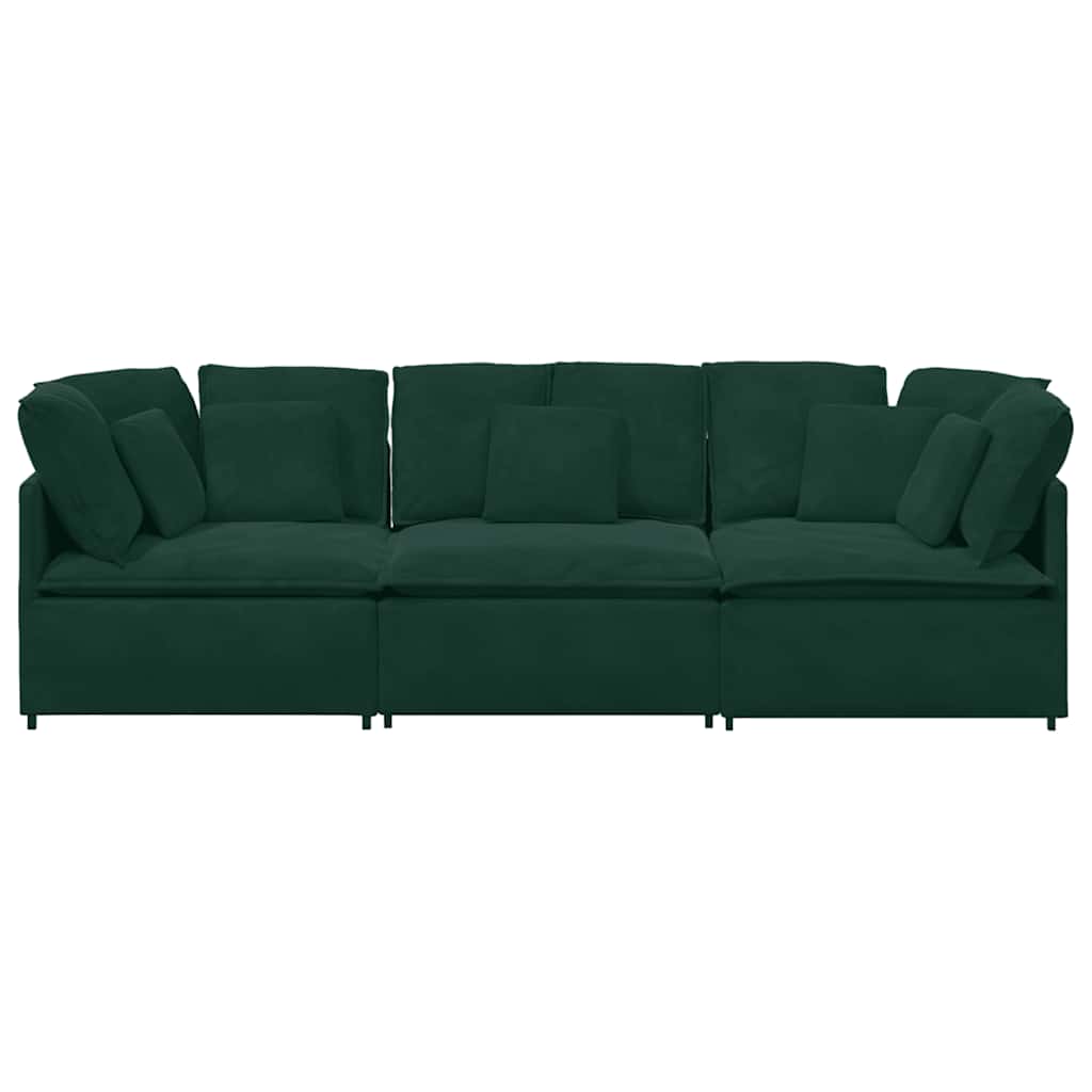 vidaXL Canapé modulaire avec coussins Velours Vert foncé