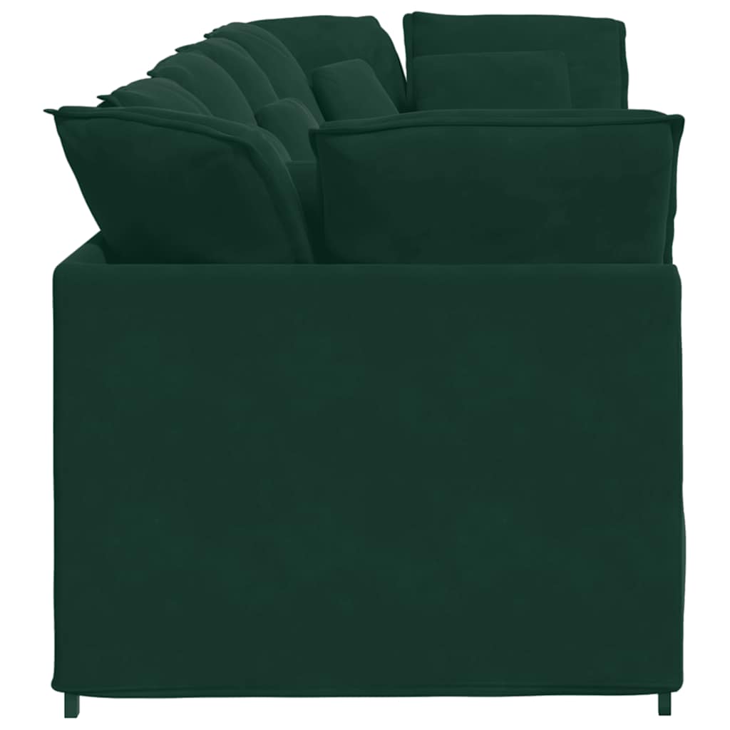 vidaXL Canapé modulaire avec coussins Velours Vert foncé