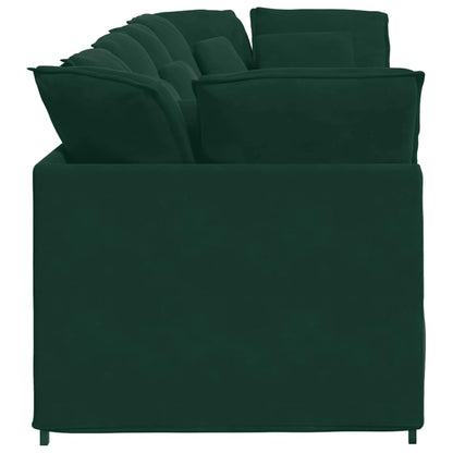 vidaXL Canapé modulaire avec coussins Velours Vert foncé