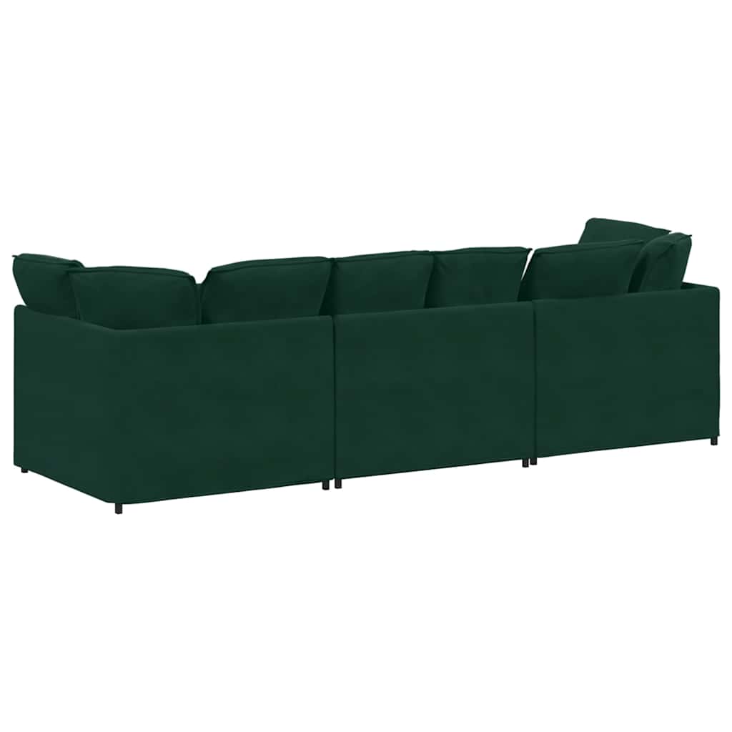 vidaXL Canapé modulaire avec coussins Velours Vert foncé