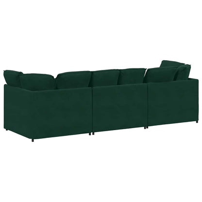 vidaXL Canapé modulaire avec coussins Velours Vert foncé