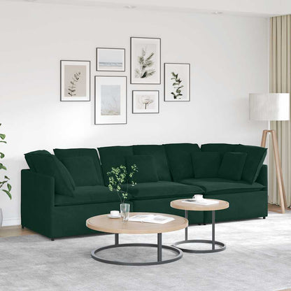vidaXL Canapé modulaire avec coussins Velours Vert foncé