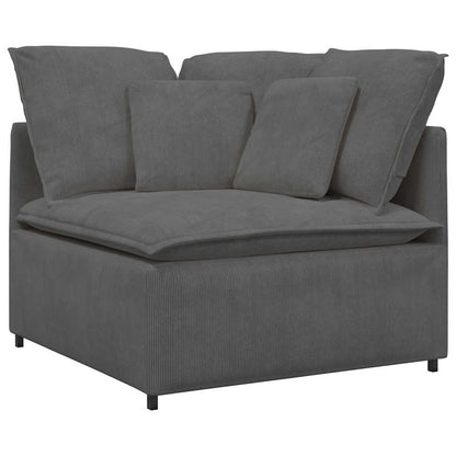 Modulares Sofa mit Kissen Cordstoff Dunkelgrau