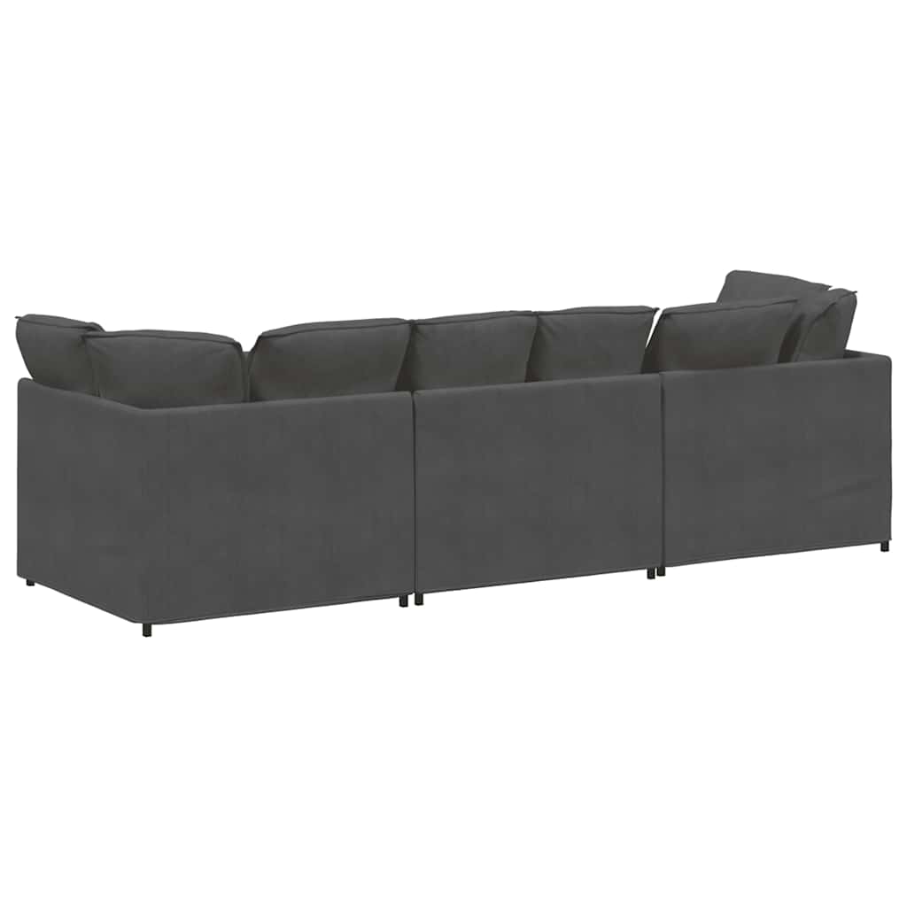 Modulares Sofa mit Kissen Cordstoff Dunkelgrau