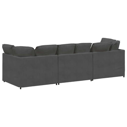 Modulares Sofa mit Kissen Cordstoff Dunkelgrau