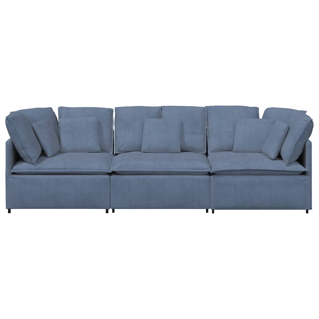 vidaXL Modulares Sofa mit Kissen Cordstoff Blau