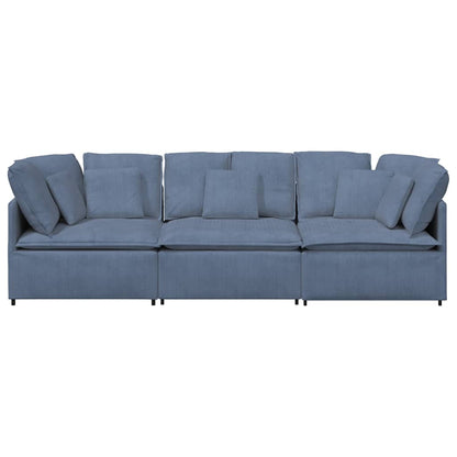 vidaXL Modulares Sofa mit Kissen Cordstoff Blau