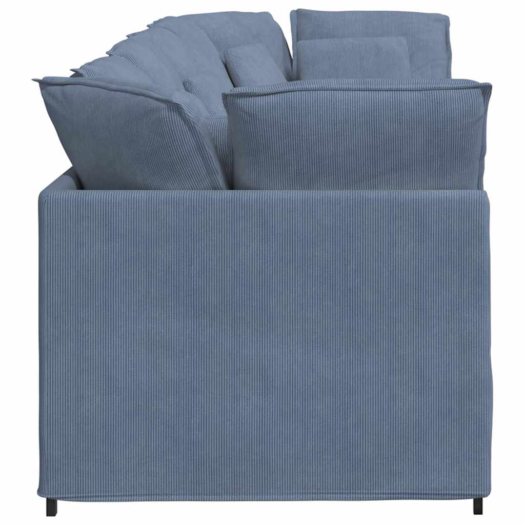 vidaXL Modulares Sofa mit Kissen Cordstoff Blau