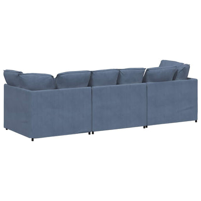 vidaXL Modulares Sofa mit Kissen Cordstoff Blau