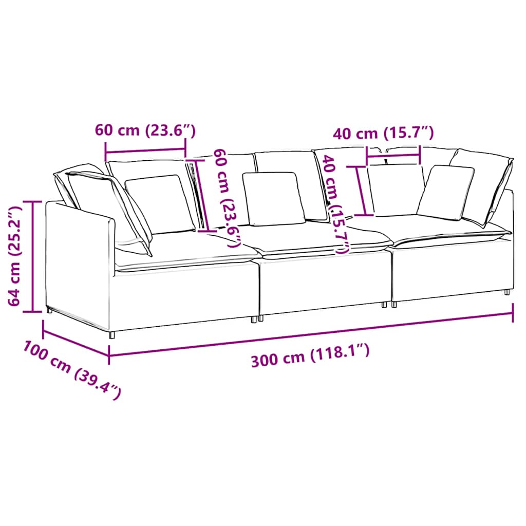 vidaXL Modulares Sofa mit Kissen Cordstoff Blau