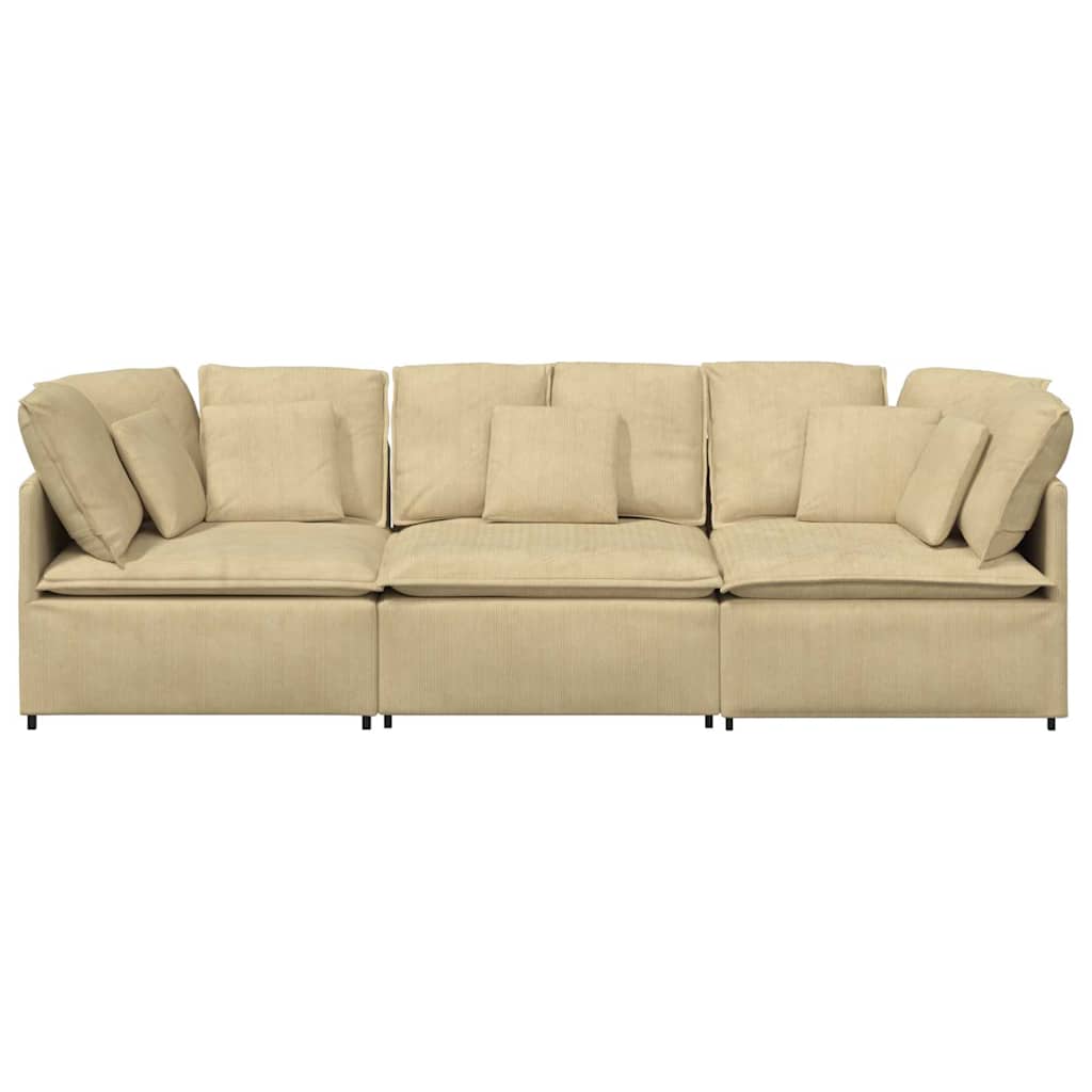 vidaXL Modulares Sofa mit Kissen Cordstoff Graugrün