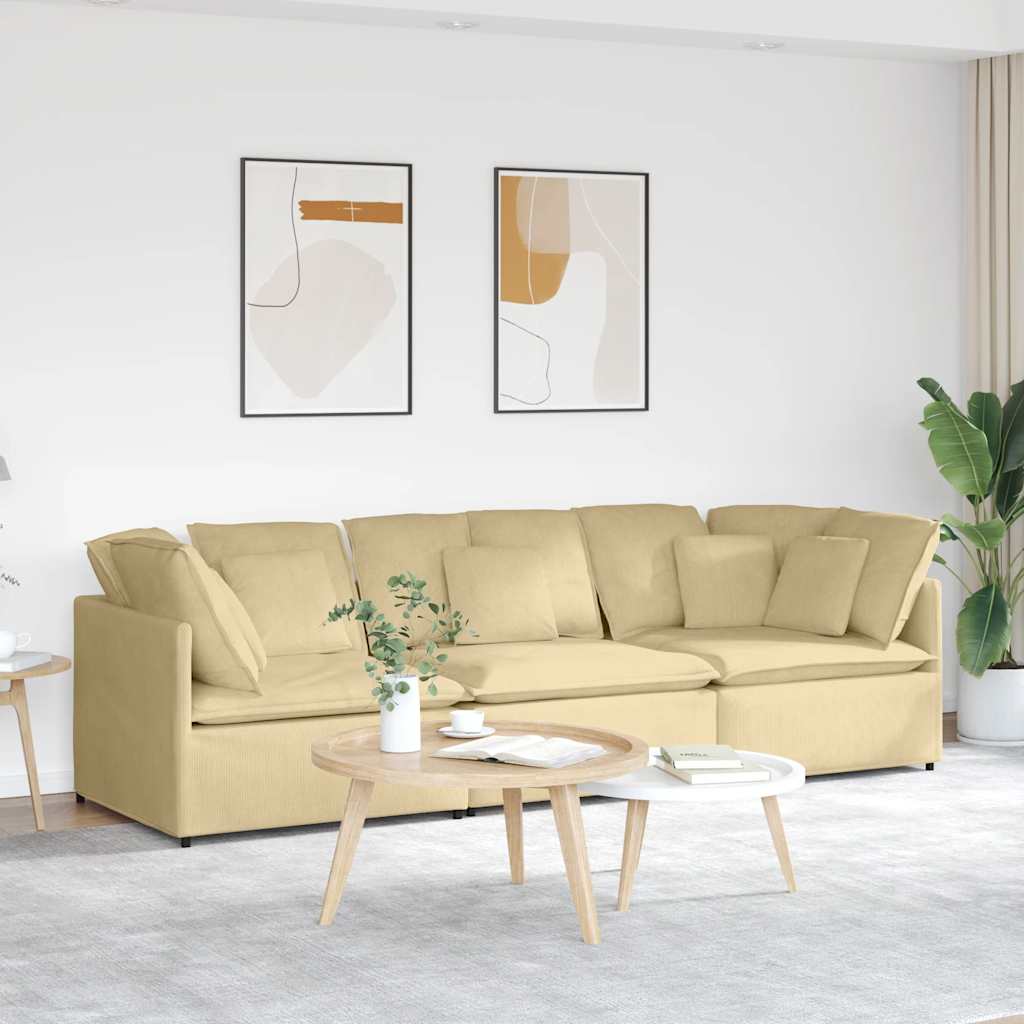 vidaXL Modulares Sofa mit Kissen Cordstoff Graugrün