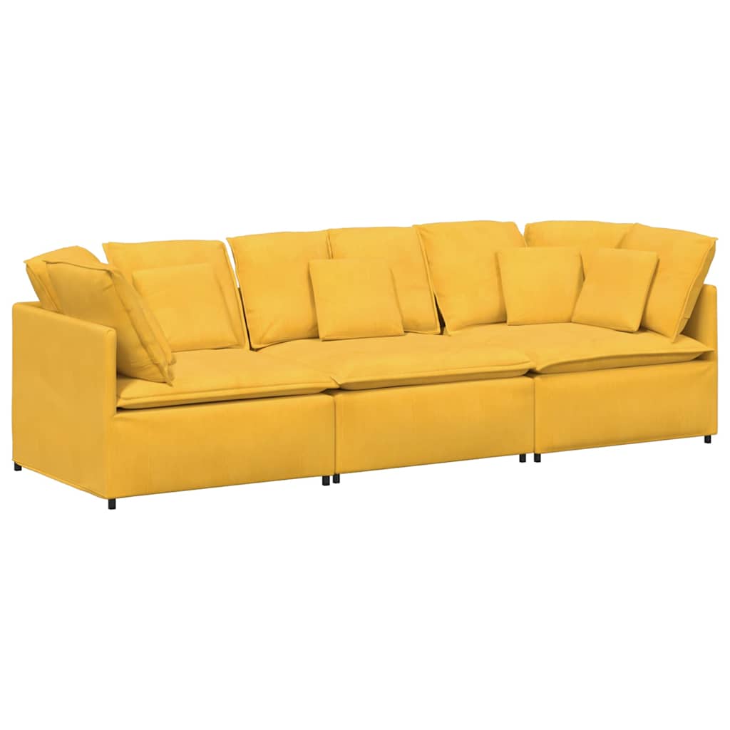 vidaXL Modulares Sofa mit Kissen Cordstoff Hellgelb