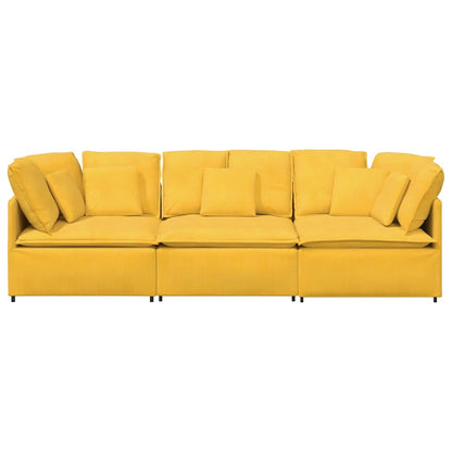 vidaXL Modulares Sofa mit Kissen Cordstoff Hellgelb