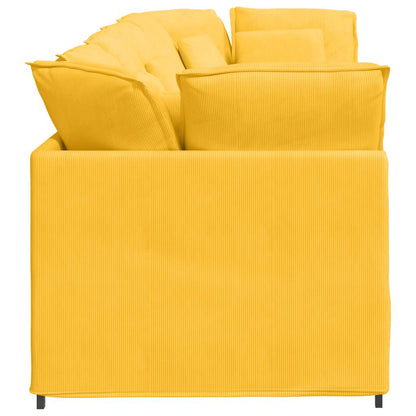 vidaXL Modulares Sofa mit Kissen Cordstoff Hellgelb