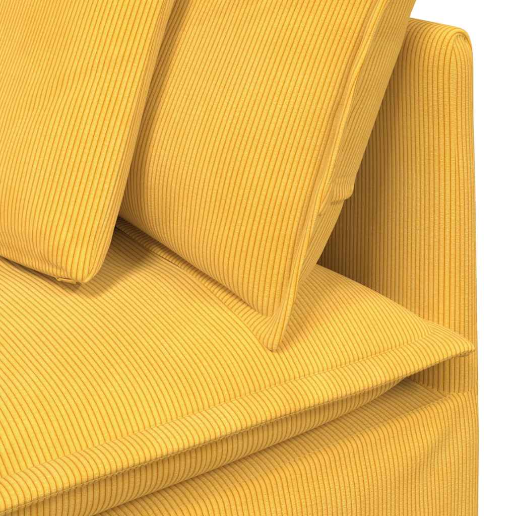 vidaXL Modulares Sofa mit Kissen Cordstoff Hellgelb
