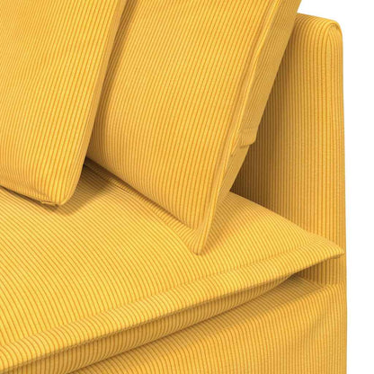 vidaXL Modulares Sofa mit Kissen Cordstoff Hellgelb