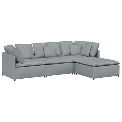 vidaXL Modulares Sofa mit Fußhocker Kissen Stoff Hellgrau