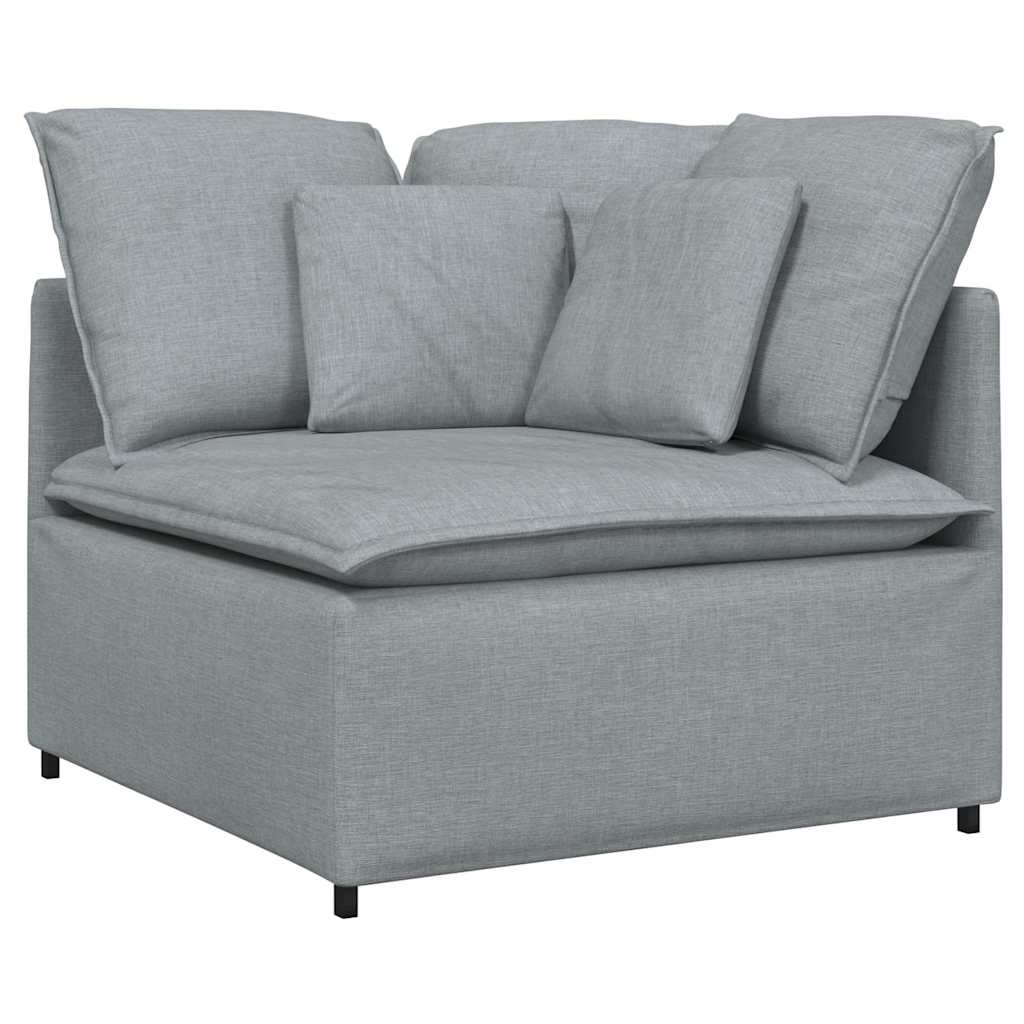 vidaXL Modulares Sofa mit Fußhocker Kissen Stoff Hellgrau