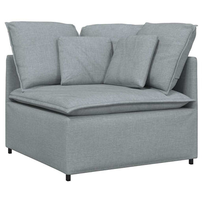 vidaXL Modulares Sofa mit Fußhocker Kissen Stoff Hellgrau
