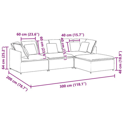 vidaXL Modulares Sofa mit Fußhocker Kissen Stoff Hellgrau
