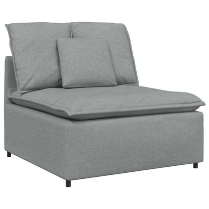 vidaXL Modulares Sofa mit Fußhocker Kissen Stoff Hellgrau