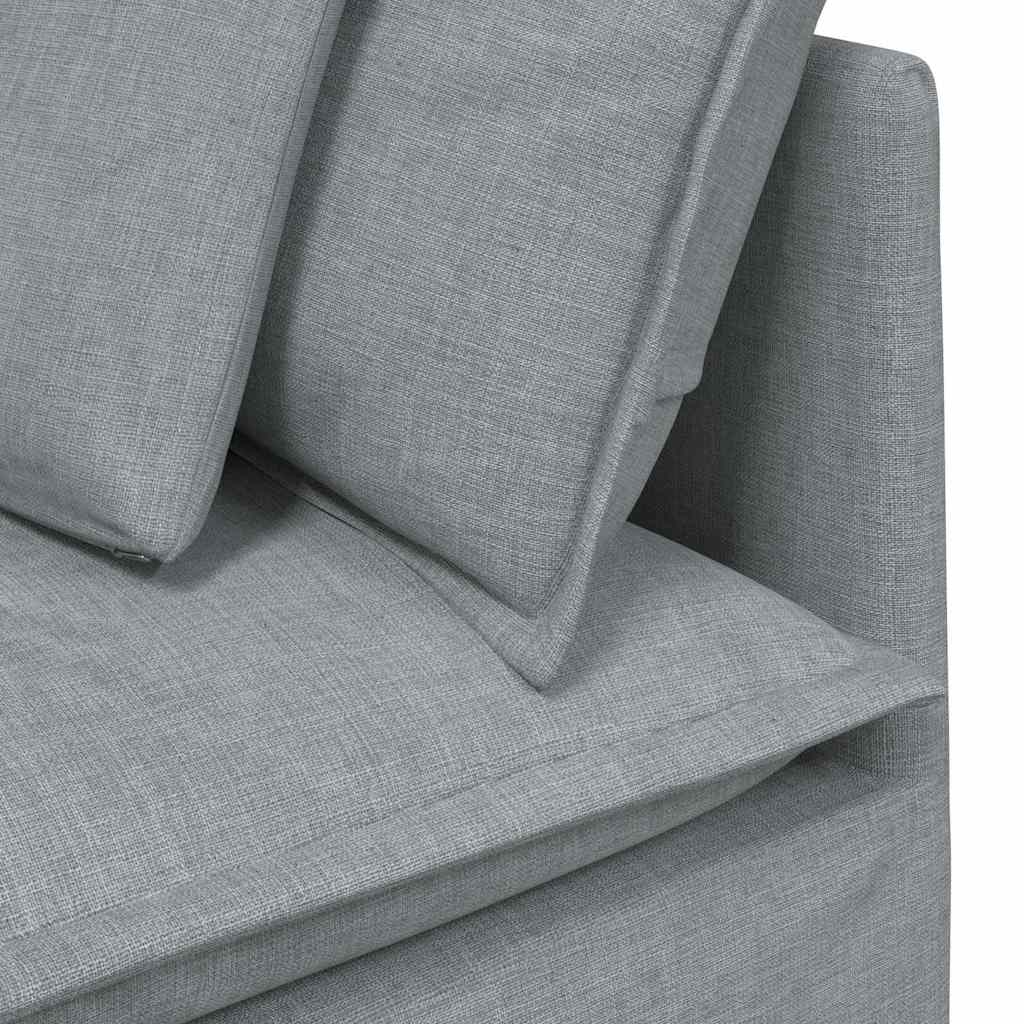 vidaXL Modulares Sofa mit Fußhocker Kissen Stoff Hellgrau