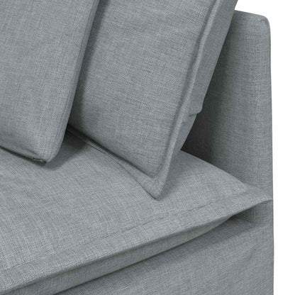 vidaXL Modulares Sofa mit Fußhocker Kissen Stoff Hellgrau