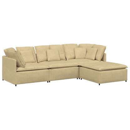 vidaXL Modulares Sofa mit Fußhocker Kissen Cordstoff Graugrün