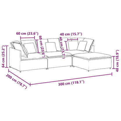 vidaXL Modulares Sofa mit Fußhocker Kissen Cordstoff Graugrün