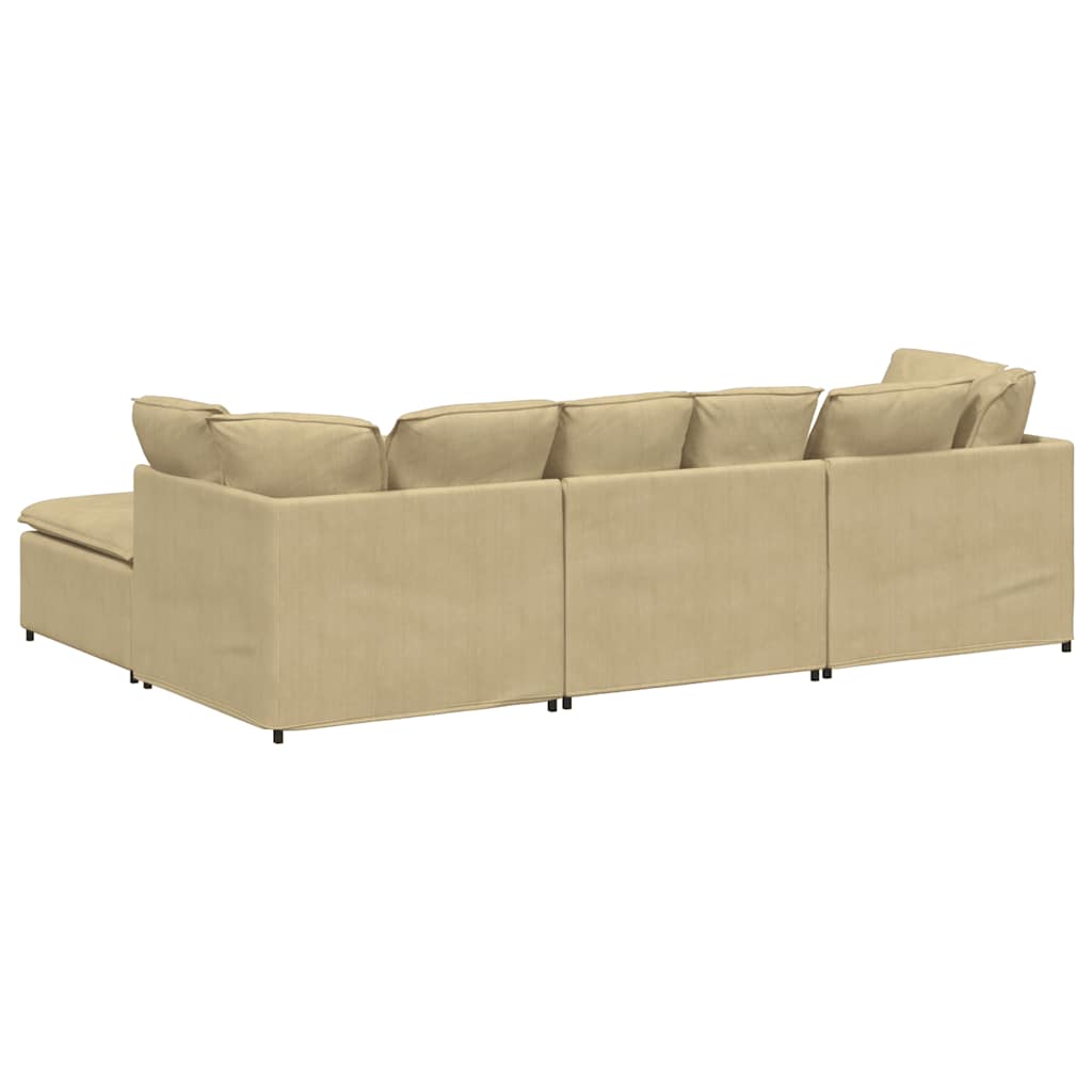vidaXL Modulares Sofa mit Fußhocker Kissen Cordstoff Graugrün