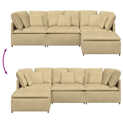 vidaXL Modulares Sofa mit Fußhocker Kissen Cordstoff Graugrün
