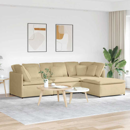 vidaXL Modulares Sofa mit Fußhocker Kissen Cordstoff Graugrün