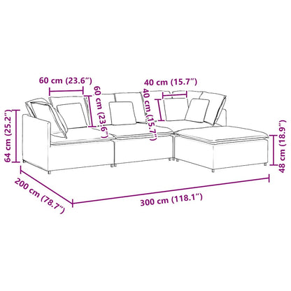 vidaXL Modulares Sofa mit Fußhocker Kissen Cordstoff Hellgelb