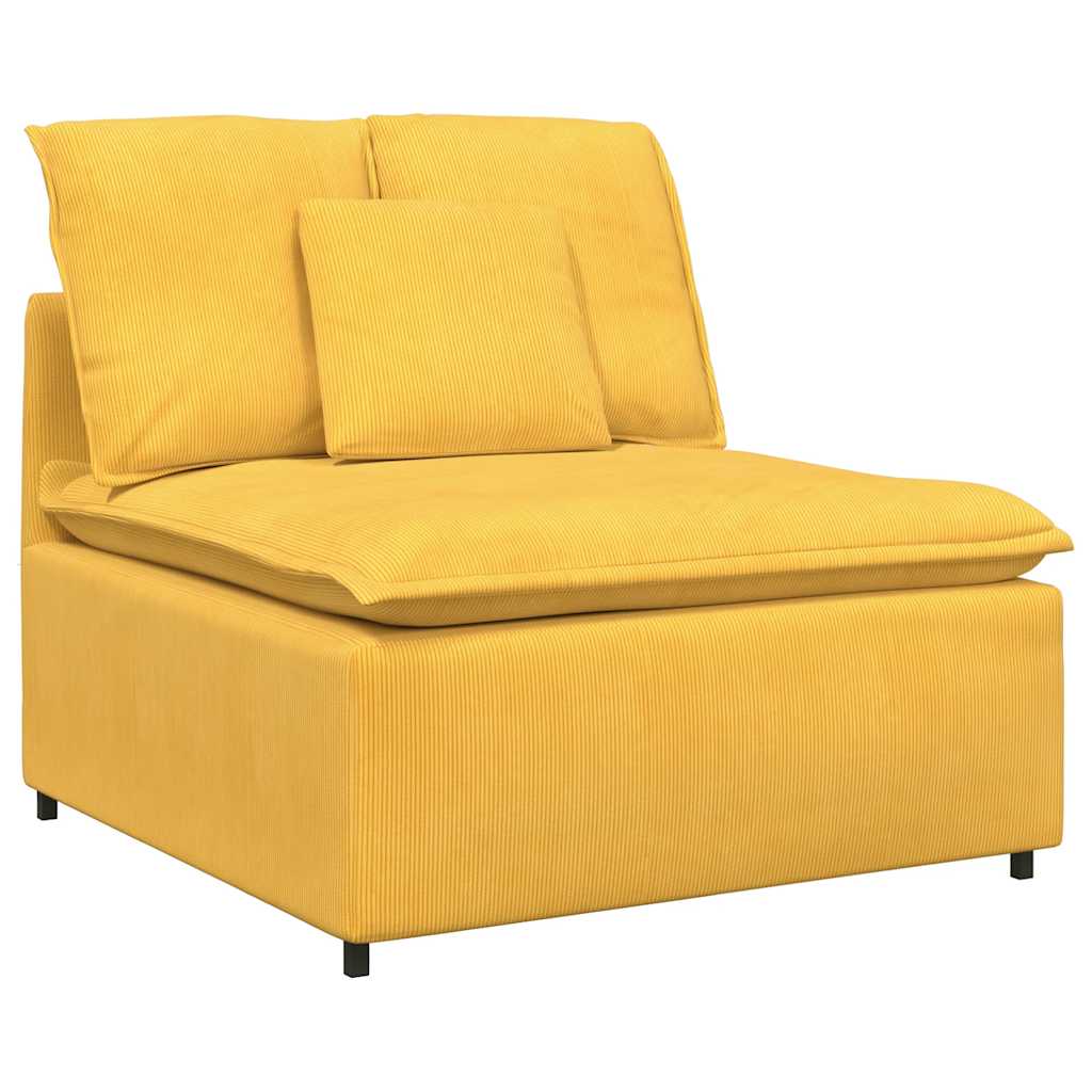 vidaXL Modulares Sofa mit Fußhocker Kissen Cordstoff Hellgelb