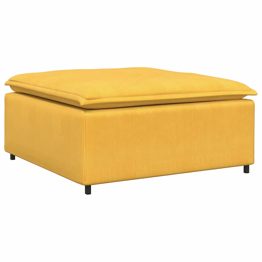 vidaXL Modulares Sofa mit Fußhocker Kissen Cordstoff Hellgelb