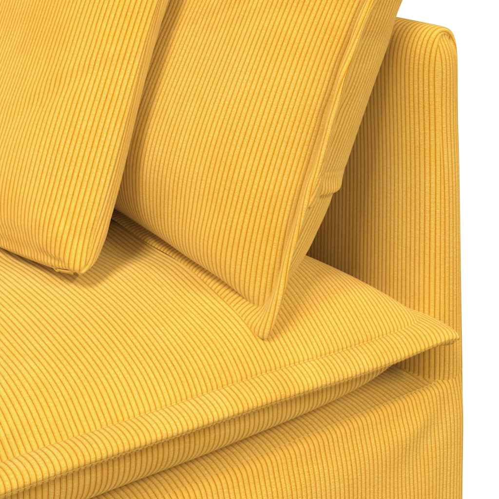 vidaXL Modulares Sofa mit Fußhocker Kissen Cordstoff Hellgelb