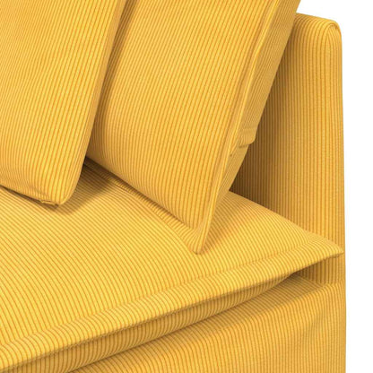 vidaXL Modulares Sofa mit Fußhocker Kissen Cordstoff Hellgelb