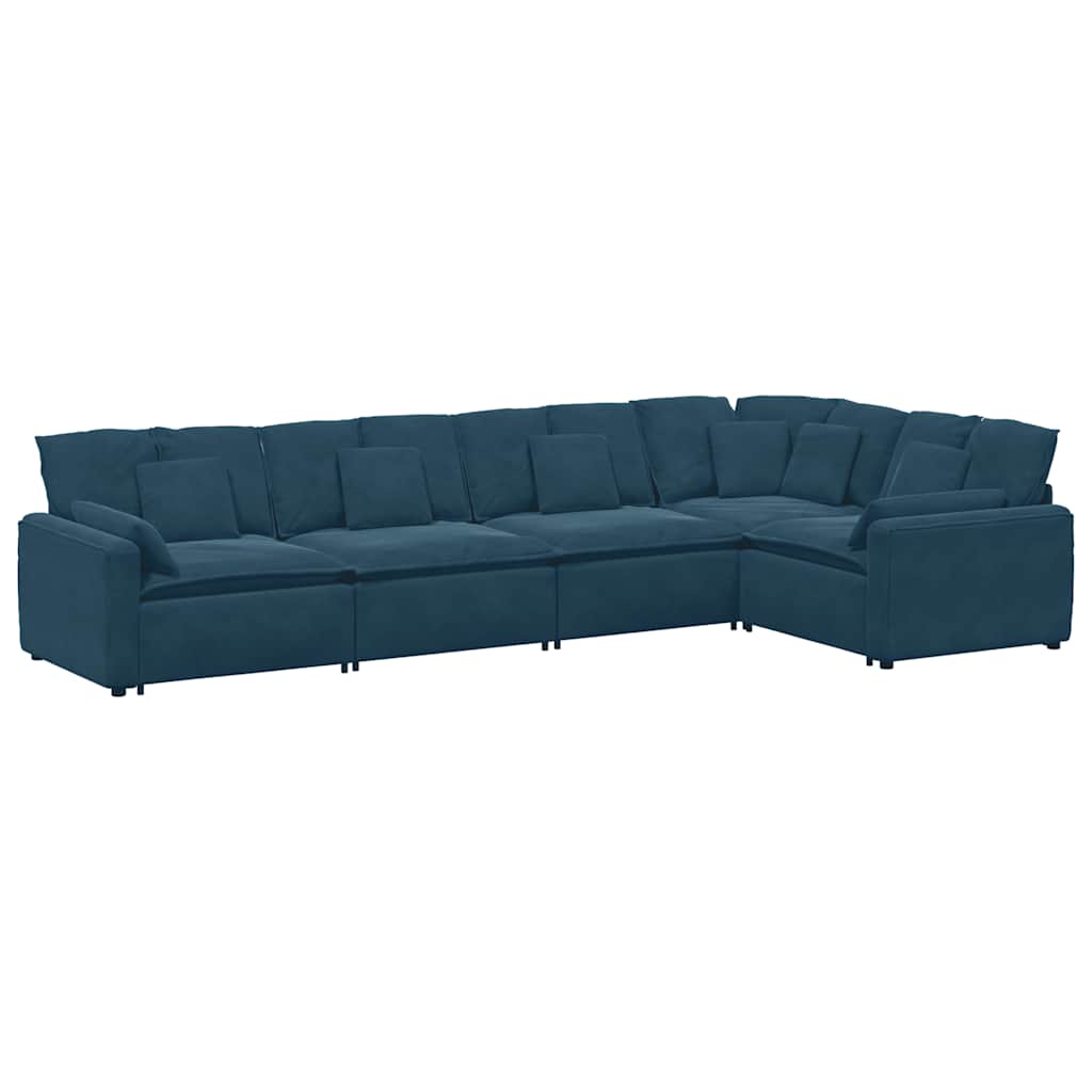 vidaXL Modulares Sofa mit Kissen Samt Blau