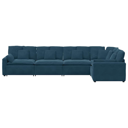 vidaXL Modulares Sofa mit Kissen Samt Blau