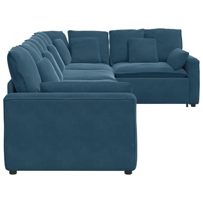 vidaXL Modulares Sofa mit Kissen Samt Blau