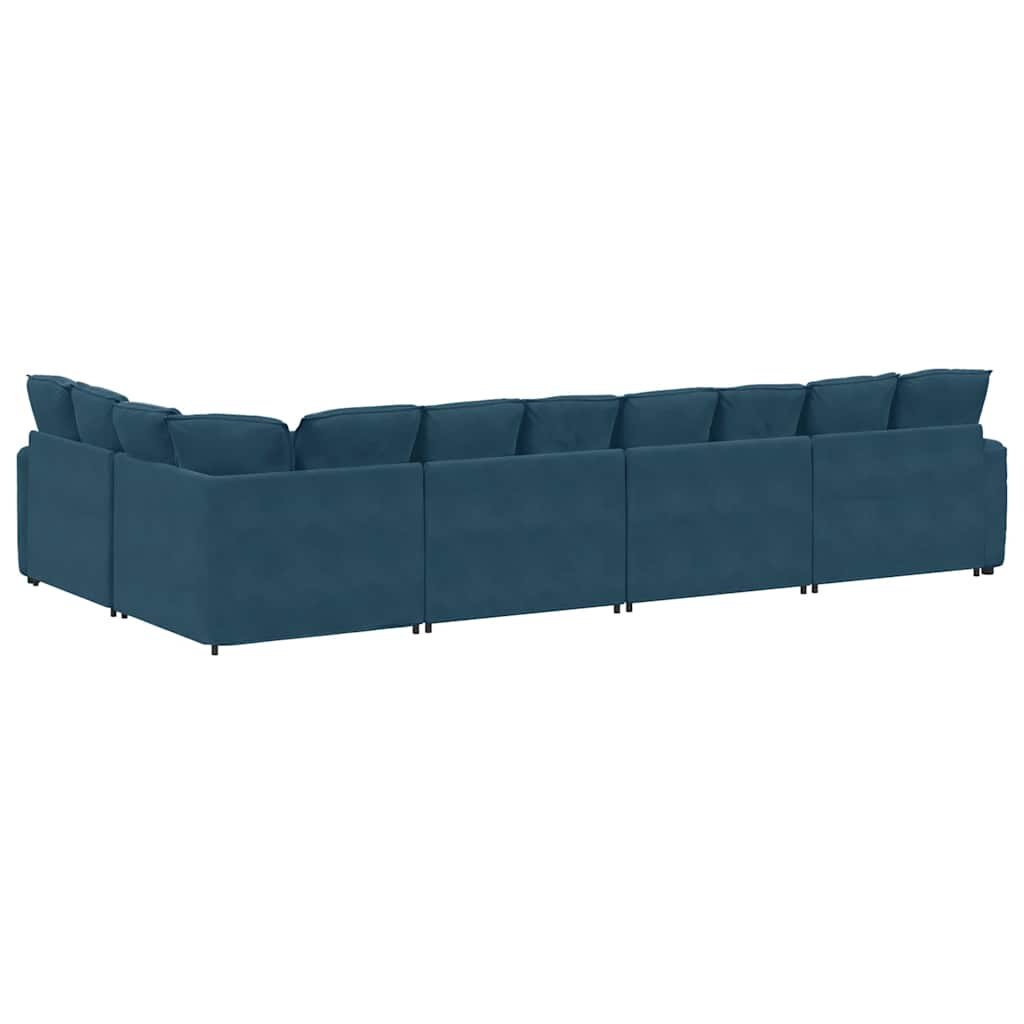 vidaXL Modulares Sofa mit Kissen Samt Blau