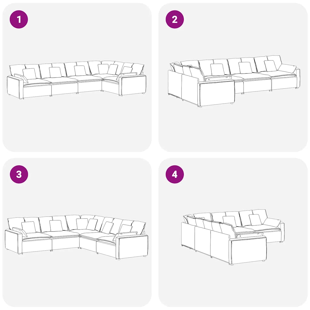 vidaXL Modulares Sofa mit Kissen Samt Blau
