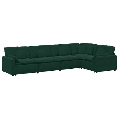 vidaXL Canapé modulaire avec coussins Velours Vert foncé